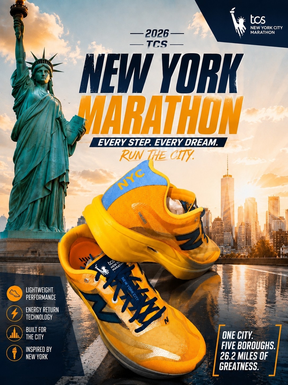 New Balance TCS NYC Marathon SuperComp Elite v6 Orange/Blue Mens And Womens Nib